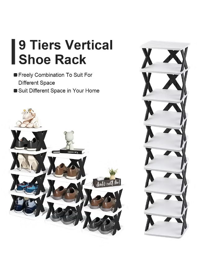 9 Tier Shoe Rack Space Saving Storage Shelf Organizer For Entryway Closet Bedroom Sturdy Durable Purpose Shelving Unit Rack