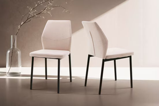 GOLDFAN Set of 4 Fabric Dining Chairs,  Metal legs with Soft Paded Chairs for Home