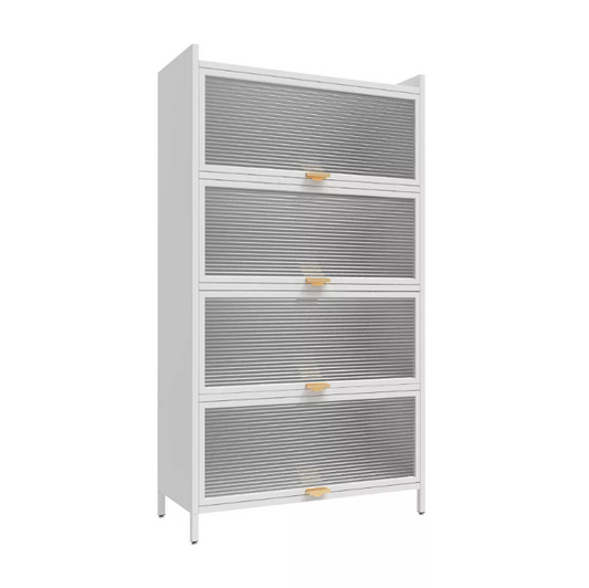 Multi - Level Storage Kitchen Pantry Storage Cabinet, Freestanding Kitchen Bakers Rack, Metal Material for Dining, Living and Office (4 Flip Doors with 5 Levels, 5 Flip Doors with 6 Levels )