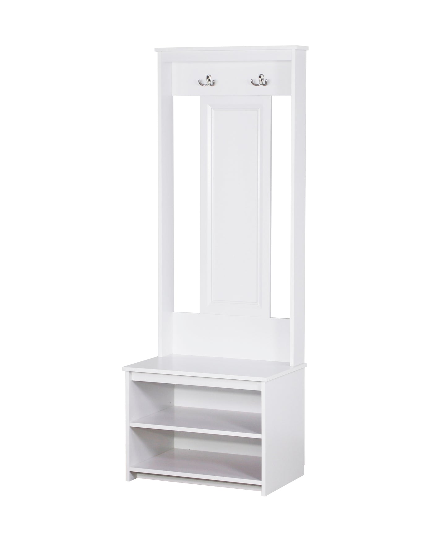 Maxxus Lambert Casual Contemporary Particle Board White Hall Tree and Shoe Bench