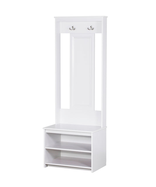 Maxxus Lambert Casual Contemporary Particle Board White Hall Tree and Shoe Bench