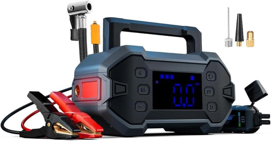 Portable 3000A Car Jump Starter with Air Compressor, 12V Battery Booster for Up to 8.0L Gas & Diesel Engines, Power Bank & Charger, All-Weather Use