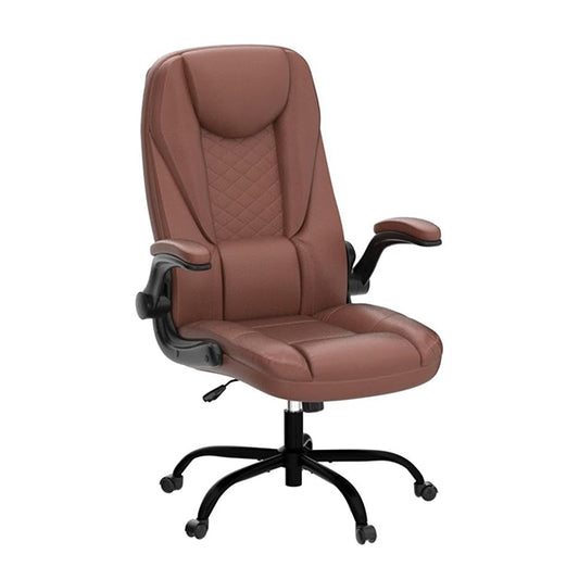 Guessky Premium High Back Executive Office Chair – Big and Tall Ergonomic Leather Desk Chair with High Back, Adjustable Flip-Up Armrest, and Lumbar Support, Ideal for for Office, Gaming, Relaxing, Reading