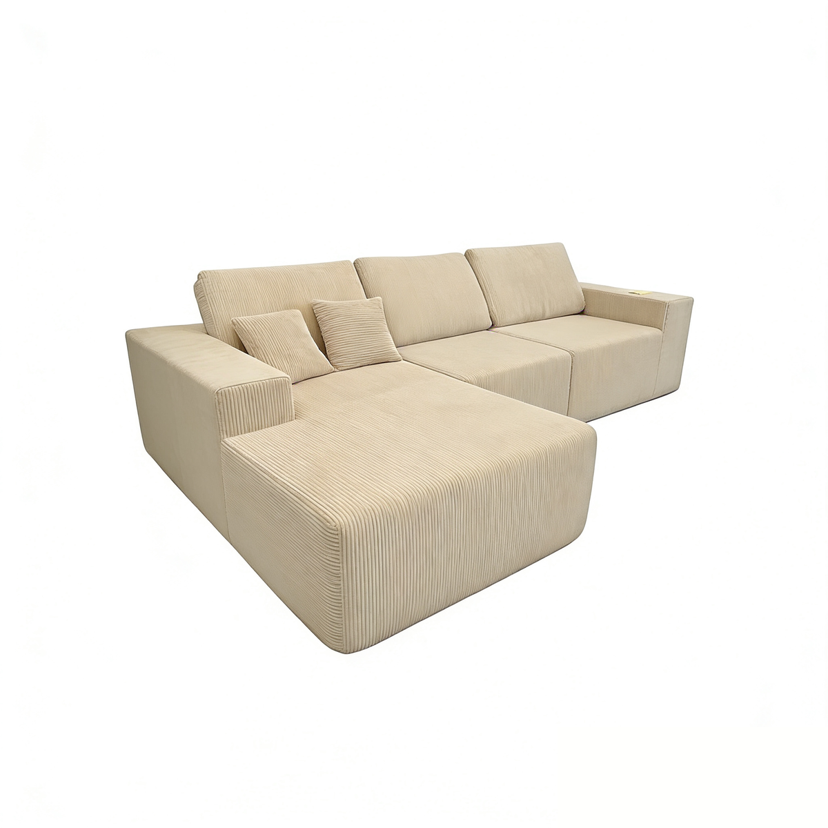 Teddy Compression Sofa Upholstered Velvet Chaise longue sofa For Four Person, High Rebound Density Sponge Sofa for Living Room, Bedroom, Apartment or Office, 284cm