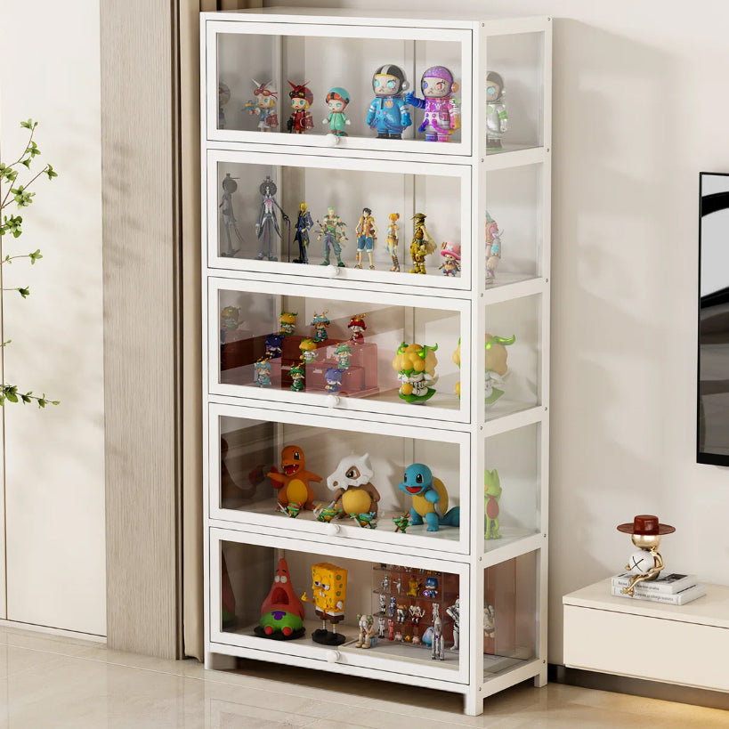 5-Tier Figure Display Cabinet, Glass Display Case for Collectables, Living Room Showcase, Transparent and Dustproof on Three Sides, Strong Load-Bearing