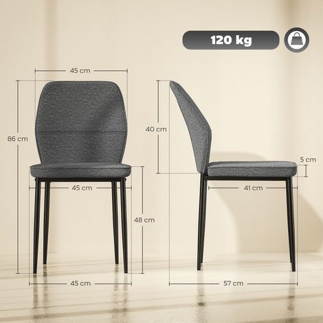 GOLDFAN Set of 4 Fabric Dining Chairs,  Metal legs with Soft Paded Chairs for Home