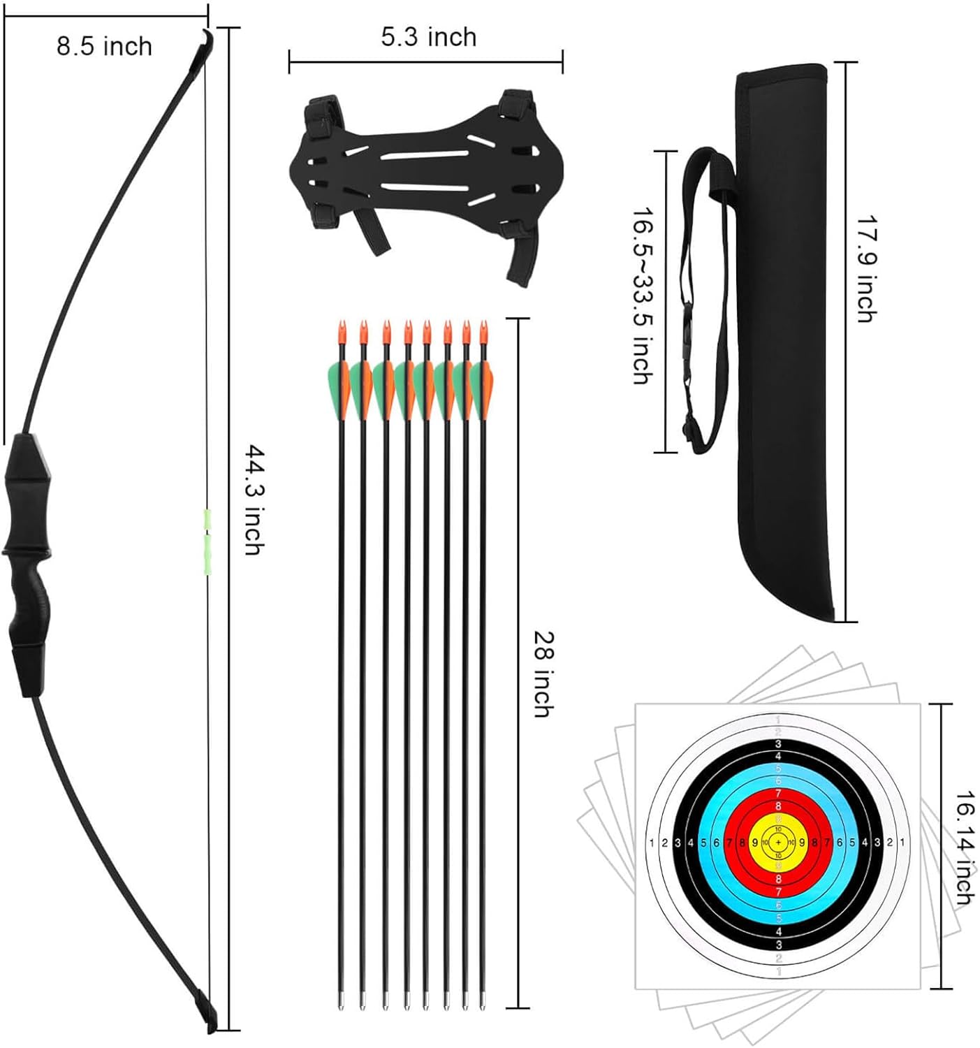  Outdoor Youth Recurve Bow and Arrow Set Children Junior Archery Training for Kid Teams Game Gift