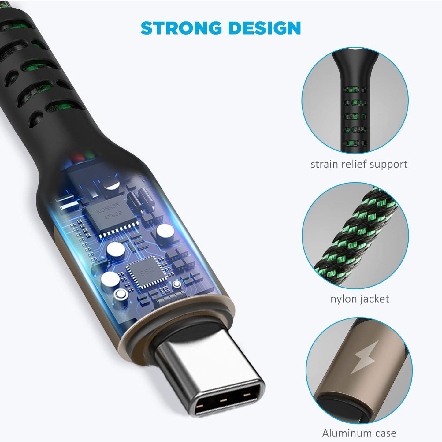 Multi Charging Cable,Bismdky 2Pack 4FT Nylon Braided Universal 4 in 1 Multiple USB Cable 3A Charging ，with Dual Phone/USB-C/Micro-USB Port Adapter Connectors for Cell Phones Tablets and More