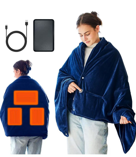 Heated Blanket Battery Operated,Portable Electric Blanket,Heating Blanket 10000mAH,61”x34” USB Heated Blanket Throw,3 Levels Temperature,Flannel Electric Throw Blanket for Home,Office,Camping,Travel