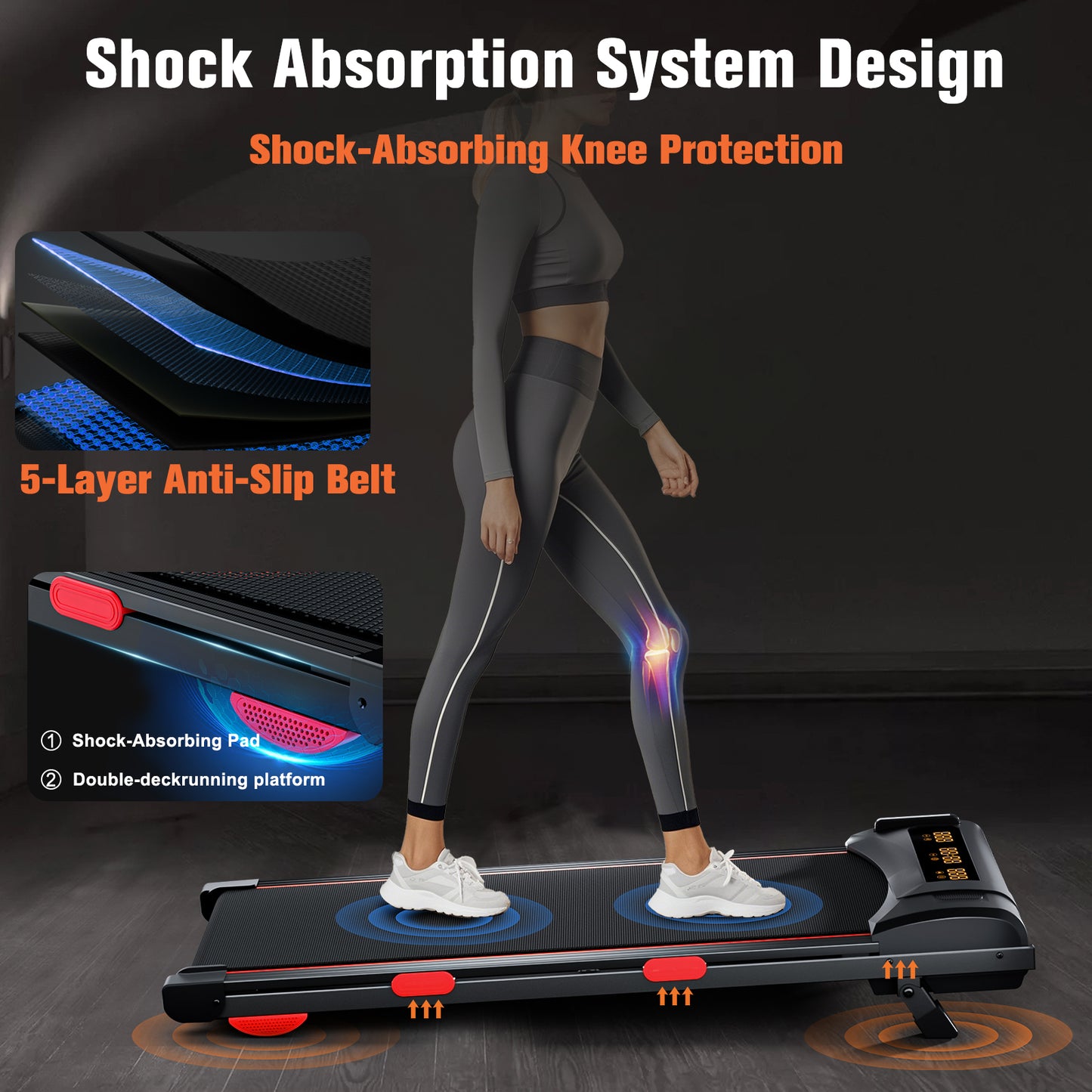 Walking Pad with Incline, Under Desk Treadmill for Home Office, Walking Pad with Handle Bar, 3 in 1 Folding Treadmill with LED Display Wristband Remote Control, 2.5 HP, 300 lbs Capacity