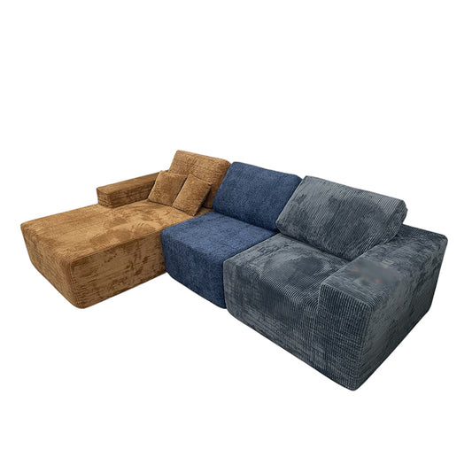 Teddy Compression Sofa Upholstered Velvet Chaise longue sofa For Four Person, High Rebound Density Sponge Sofa for Living Room, Bedroom, Apartment or Office, 284cm