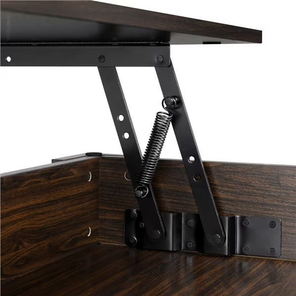 Wooden Lift Top Coffee Tables for Living Room, Rising Tabletop Wood Dining Center Tables, with Large Hidden Compartments and Storage Shelf for Home Balcony Tea Room(Espresso)