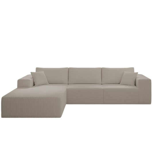 Teddy Compression Sofa Upholstered Velvet Chaise longue sofa For Four Person, High Rebound Density Sponge Sofa for Living Room, Bedroom, Apartment or Office, 284cm