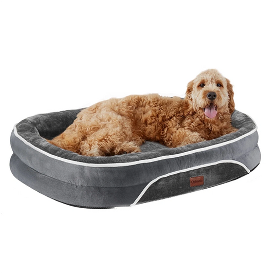 Ophanie 42" Orthopedic Dog Bed for Large & XL Dogs – Sofa-Style with Plush Washable Cover, 4-Sided Bolsters & Non-Slip Base (Gray, 42"x31"x7")