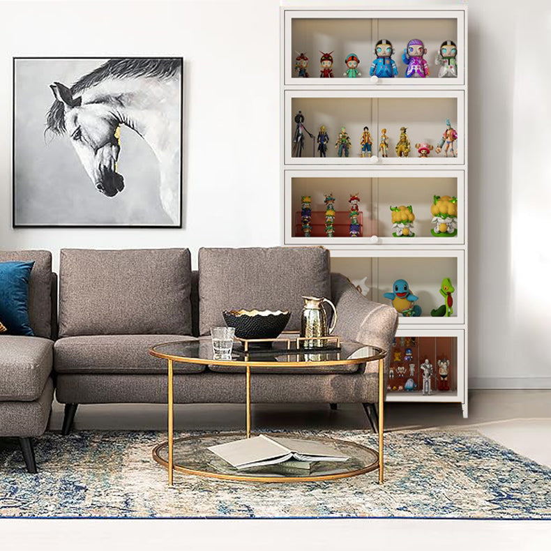 5-Tier Figure Display Cabinet, Glass Display Case for Collectables, Living Room Showcase, Transparent and Dustproof on Three Sides, Strong Load-Bearing