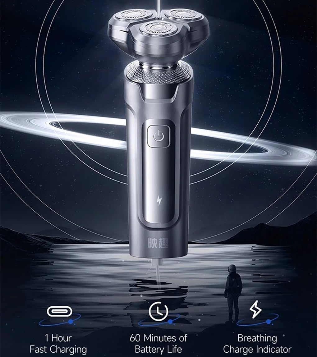Independent Heads Charging Shavers for Bald Men, Electric Face Shaver for Men USB Rechargeable Magnetic Suction Cutter Head Shaving Machine Waterproof Beard Trimmer
