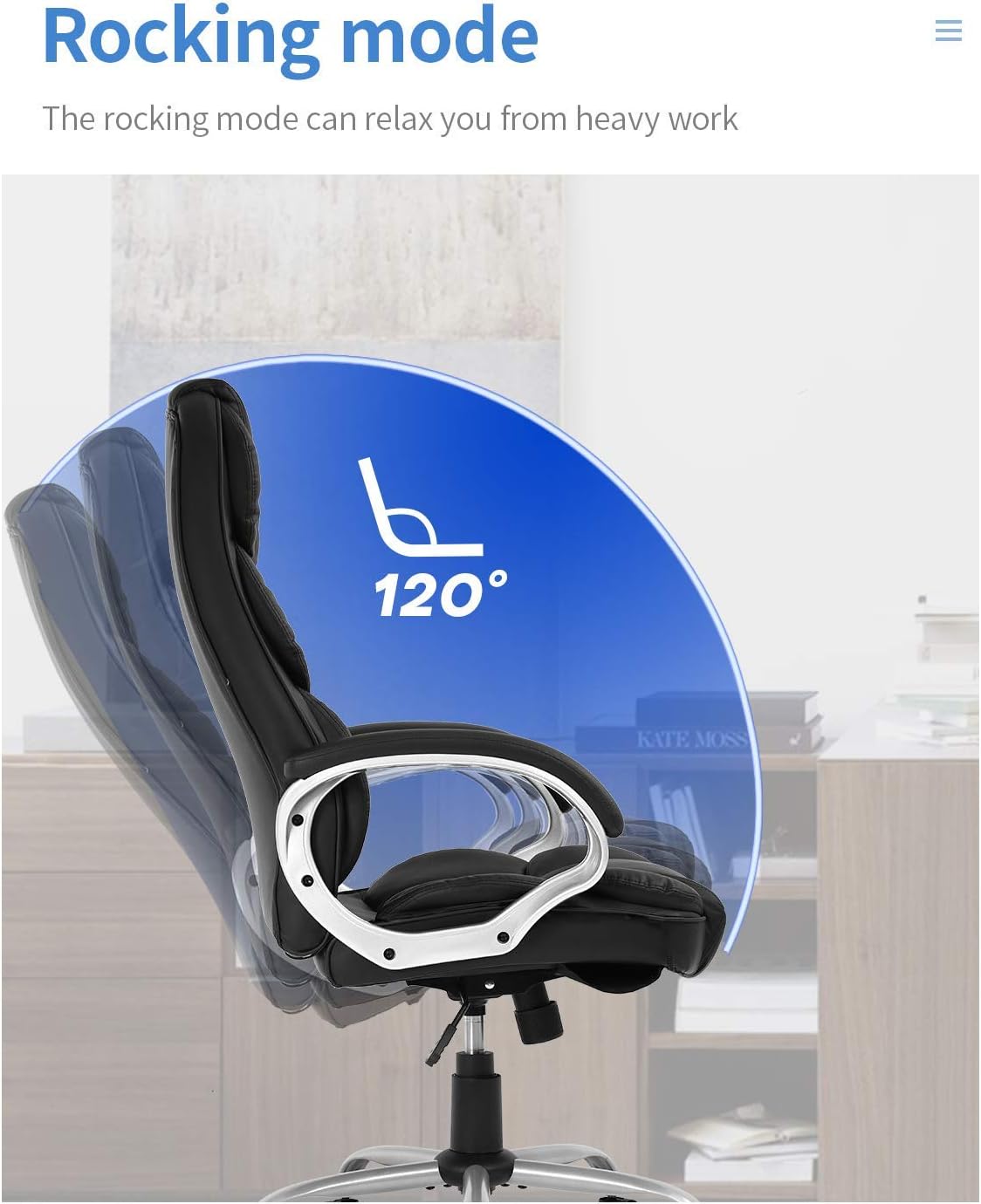 Premium Office Chair Computer High Back Adjustable Ergonomic Desk Chair Executive PU Leather Swivel Task Chair with Armrests Lumbar Support (Black)