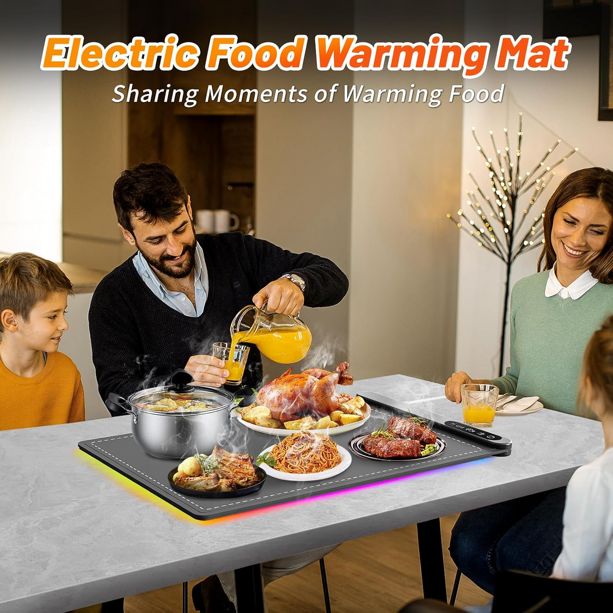 Electric Food Warming Mat with 6 Level Adjustable Temperature and 6 Hours Timer, Upgrade High-tech Graphene Heating Film, Fast Full Surface Heating Mat, Roll Up Food Warmers for Parties Buffet
