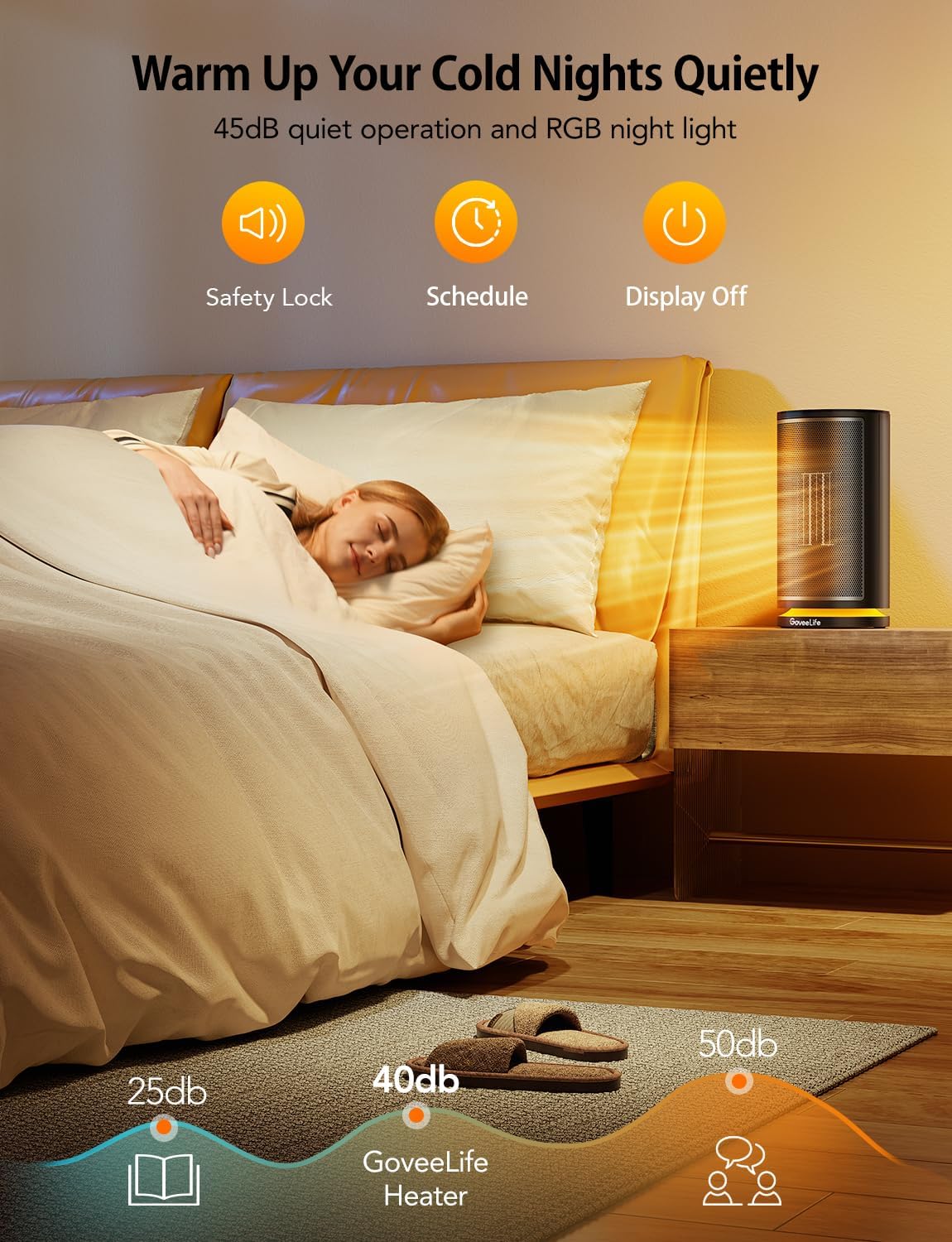 GoveeLife Smart Space Heater with Thermostat, 75° Oscillating Electric with Thermostat, App & Voice Remote, 24H Timer, Overheating & Tip-Over Protection, Energy ECO-Auto-Mode for Home Bedroom Office