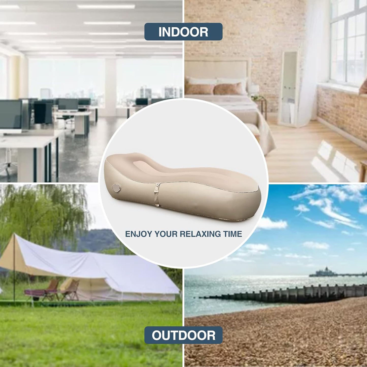 EnjoySpace Automatic Inflatable Lounger, Inflatable Blow Up Sofa Bed with Air Pump for Camping, Hiking, Traveling, Holiday, Suitable for Children, Adults, and Family