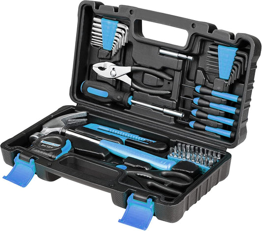 Tacklife Home Tool Kit, 57-Piece Basic Tool kit with Storage Case for Household Repair, Home Improvement and DIY Project Blue