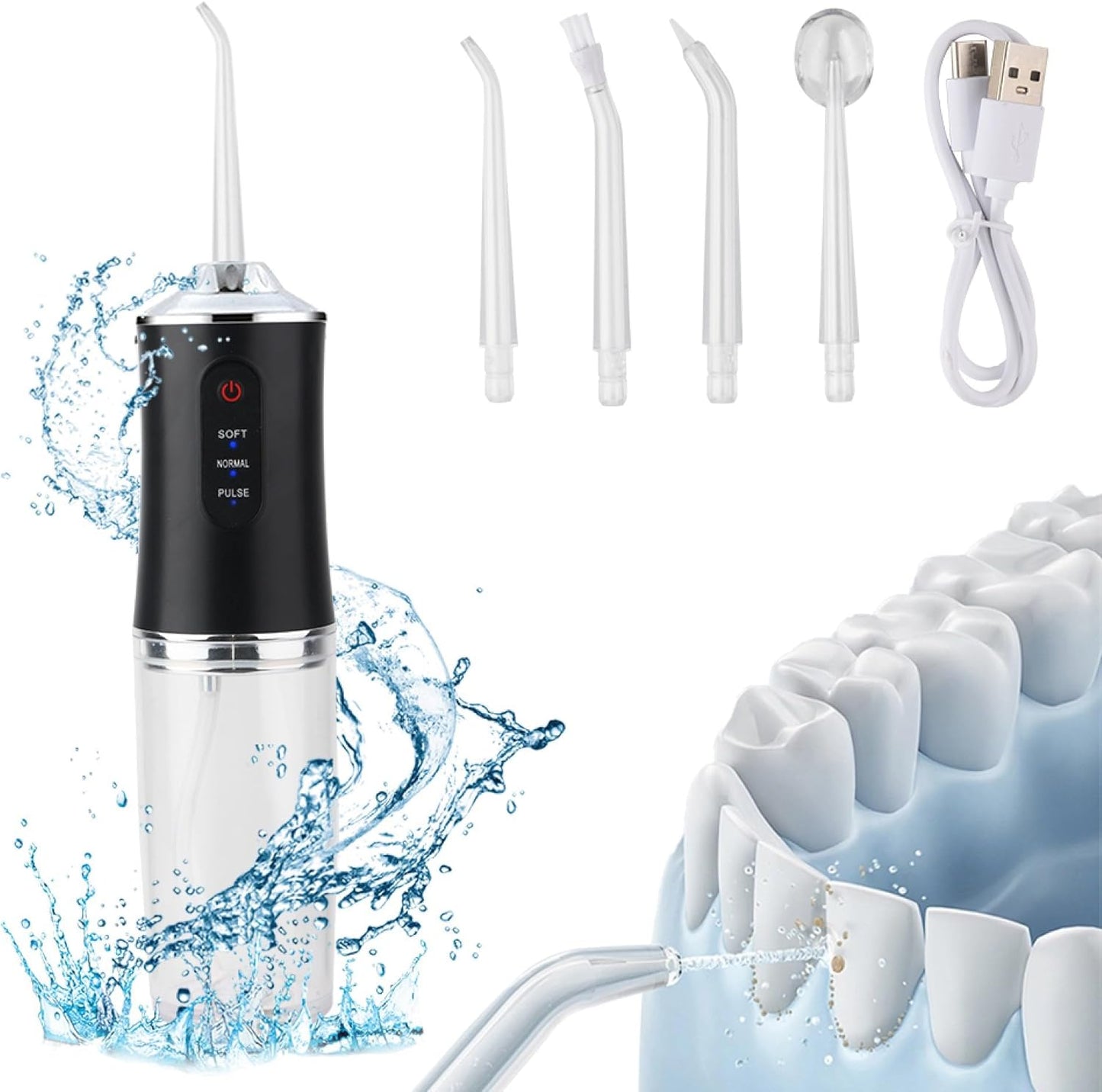 Portable Water Dental Flosser for Teeth, Portable Dental Oral Irrigator, 3 Modes Rechargeable Travel Irrigation Cleaner, Personal Orthodontic, Electric Water flosser