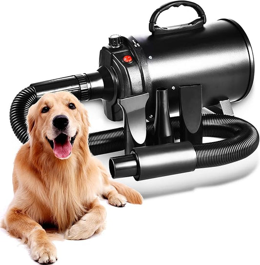Pet Hair Dryer, 2800W/3.8HP High-Velocity Pet Grooming Blower with Adjustable Speed and Temperature (35°C–55°C), Professional Stepless Air Force Dryer for Dogs, Cats and Hairy Pets
