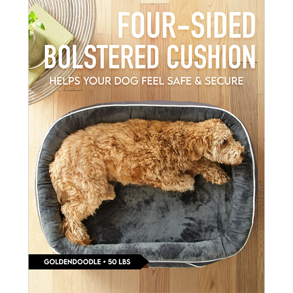 Ophanie 42" Orthopedic Dog Bed for Large & XL Dogs – Sofa-Style with Plush Washable Cover, 4-Sided Bolsters & Non-Slip Base (Gray, 42"x31"x7")