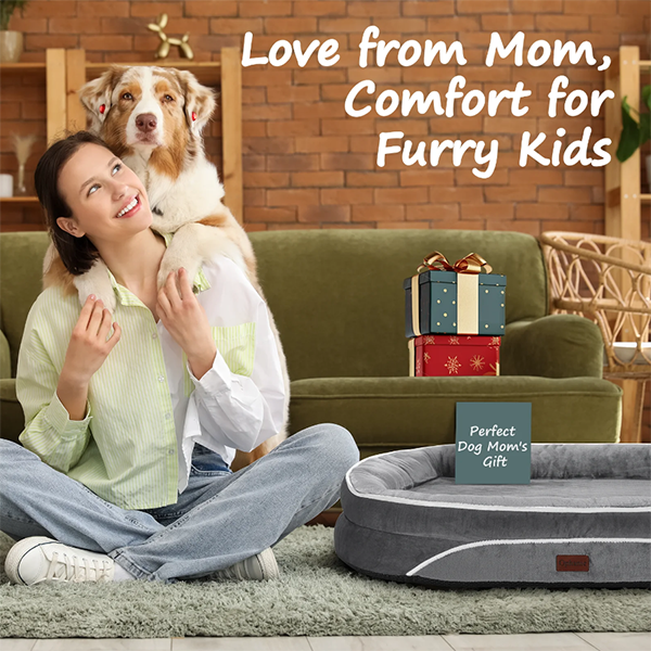 Ophanie 42" Orthopedic Dog Bed for Large & XL Dogs – Sofa-Style with Plush Washable Cover, 4-Sided Bolsters & Non-Slip Base (Gray, 42"x31"x7")