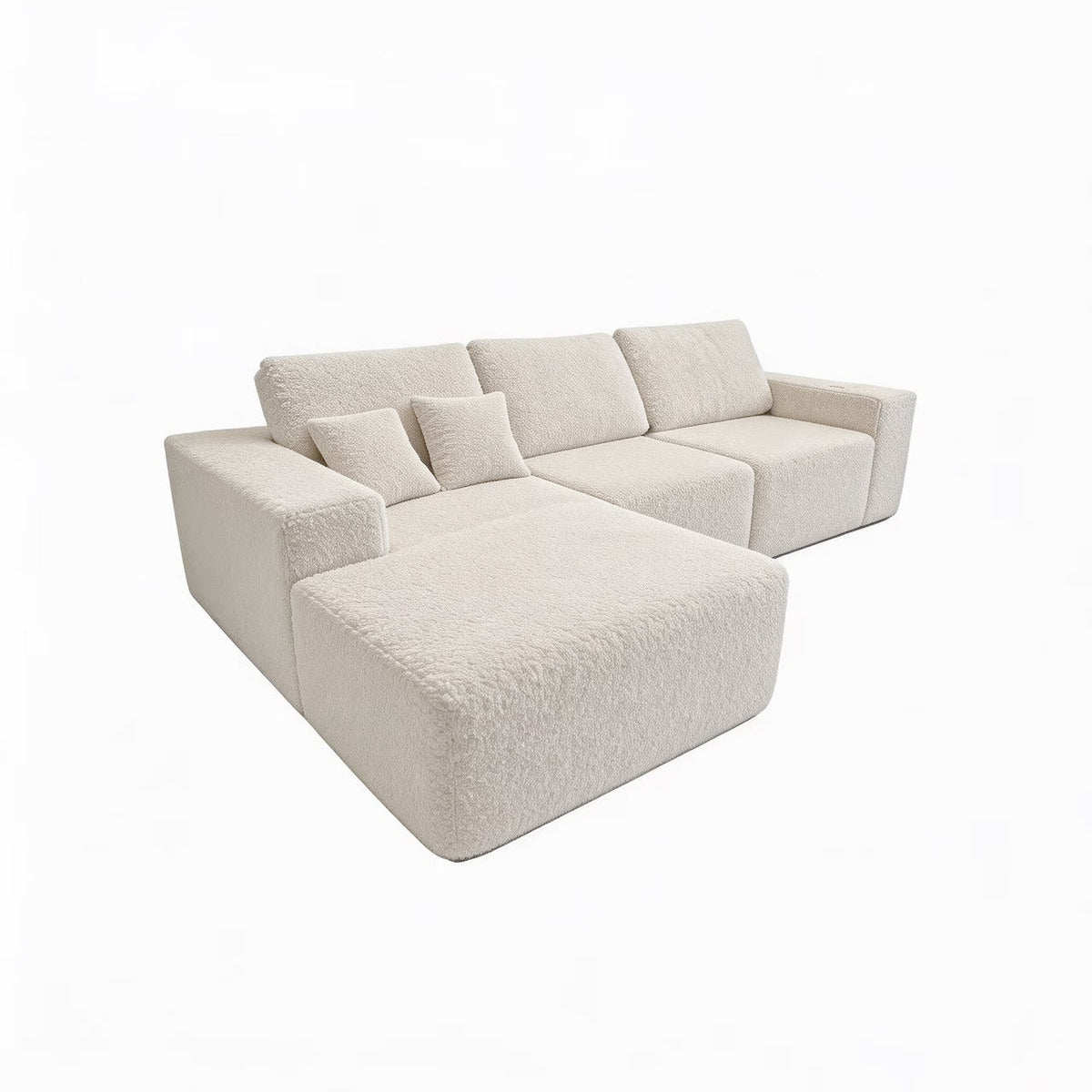 Teddy Compression Sofa Upholstered Velvet Chaise longue sofa For Four Person, High Rebound Density Sponge Sofa for Living Room, Bedroom, Apartment or Office, 284cm