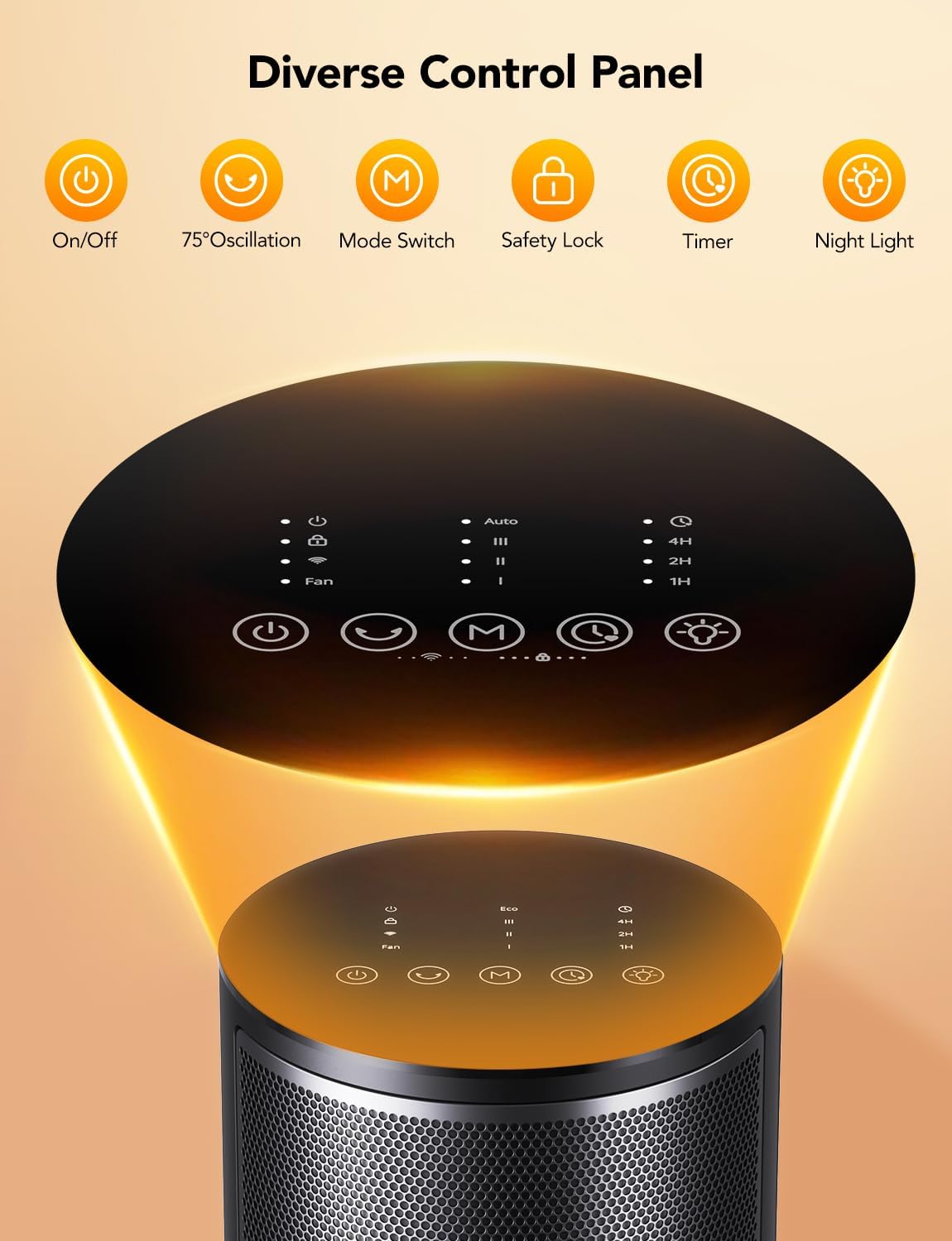 GoveeLife Smart Space Heater with Thermostat, 75° Oscillating Electric with Thermostat, App & Voice Remote, 24H Timer, Overheating & Tip-Over Protection, Energy ECO-Auto-Mode for Home Bedroom Office