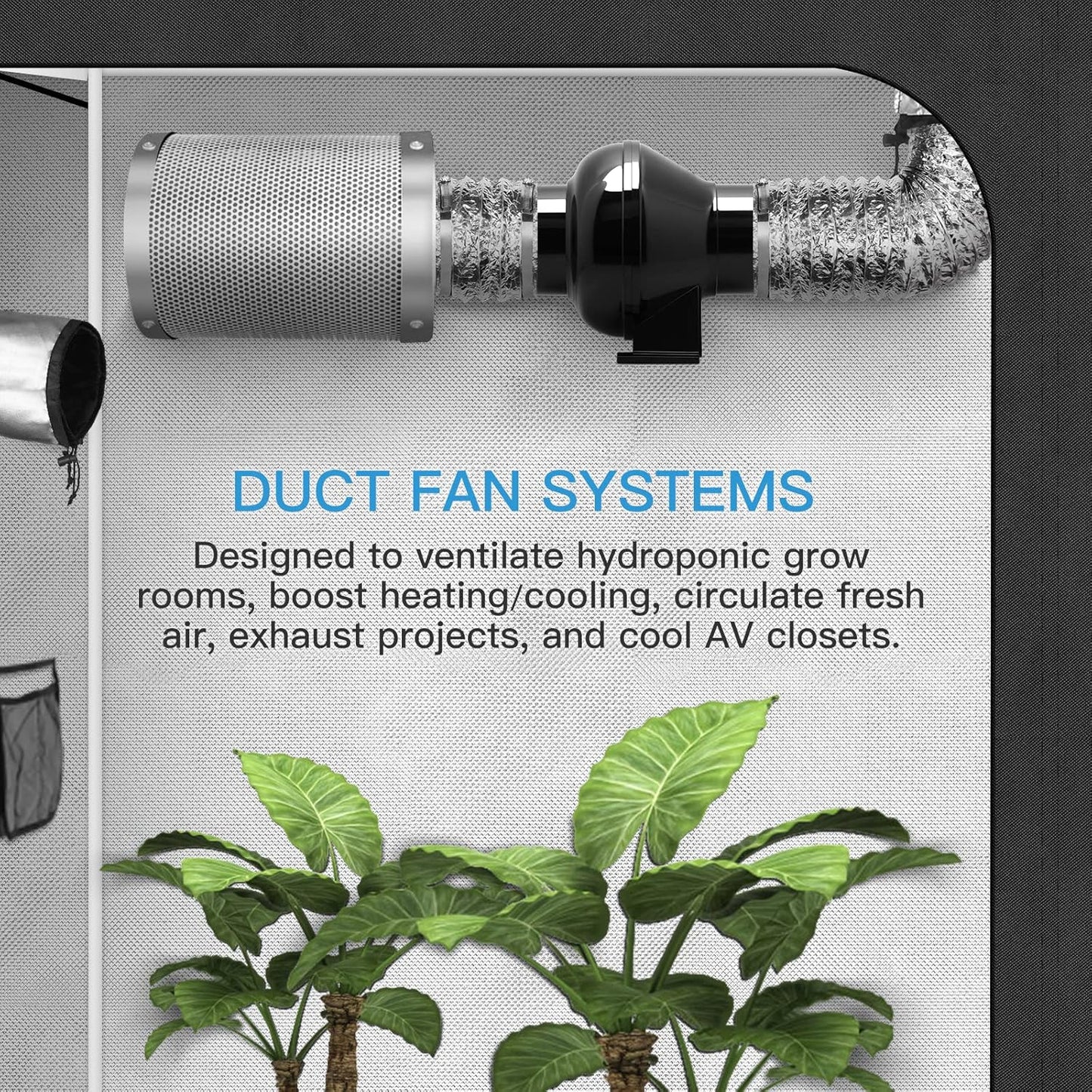 Vivosun 4 Inch 230 CFM Inline Duct Ventilation Fan Quiet Vent Blower for Hydroponics Grow Tent, Greenhouse Air Circulation, Upgrade