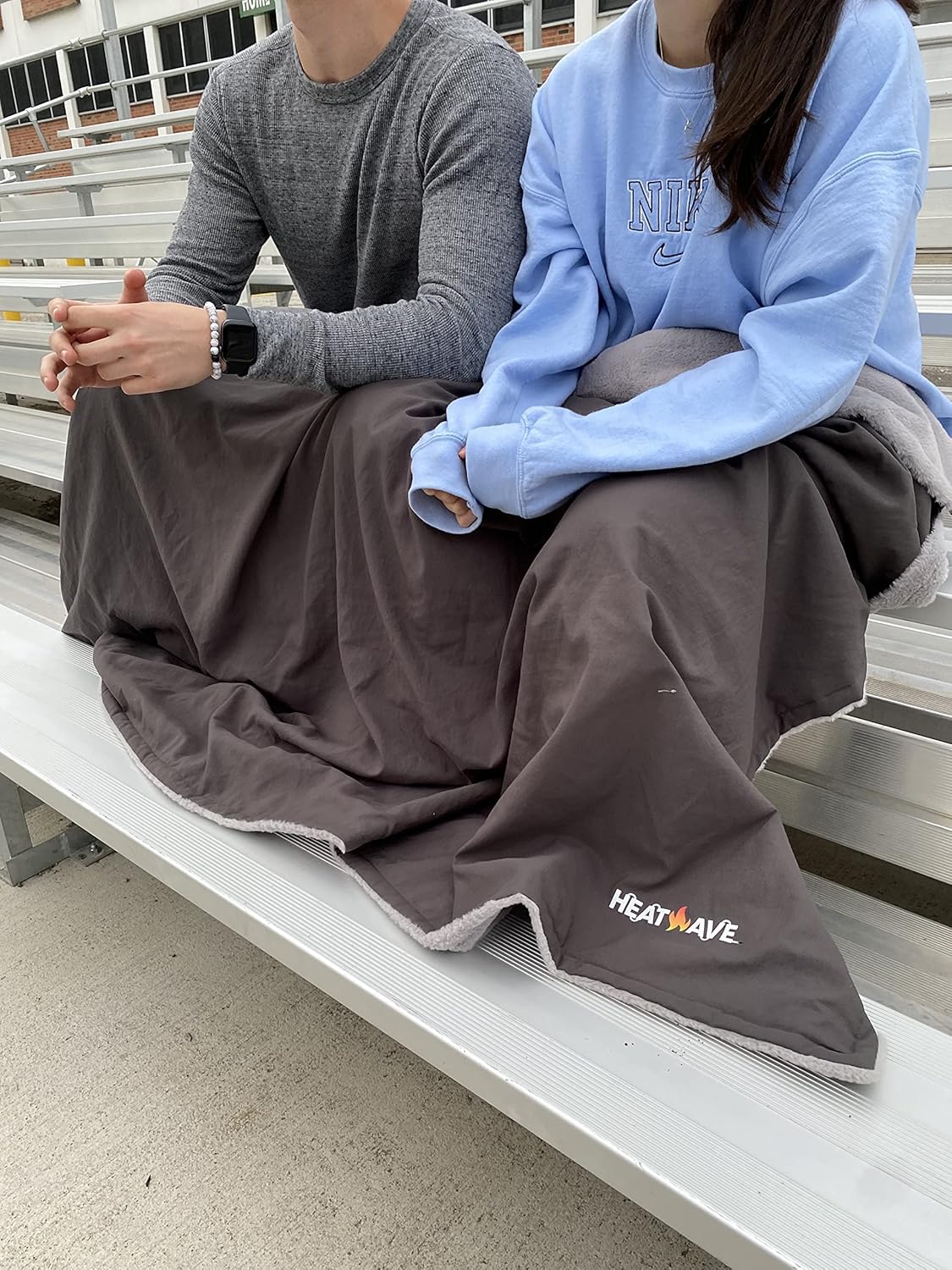 Black Battery Powered Heated Rechargeable Blanket by My Heat Wave - Portable Outdoor Cordless Blanket with USB Charging - 3 Heating Levels(Grey)