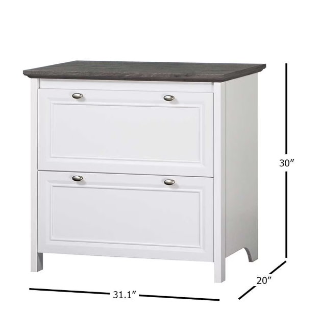 Maxxus Olivia Grey Oak and White Finish 2 Drawer Lateral Filing Cabinets