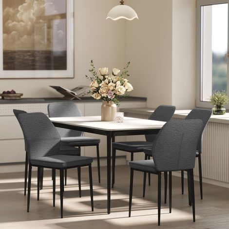 GOLDFAN Set of 4 Fabric Dining Chairs,  Metal legs with Soft Paded Chairs for Home