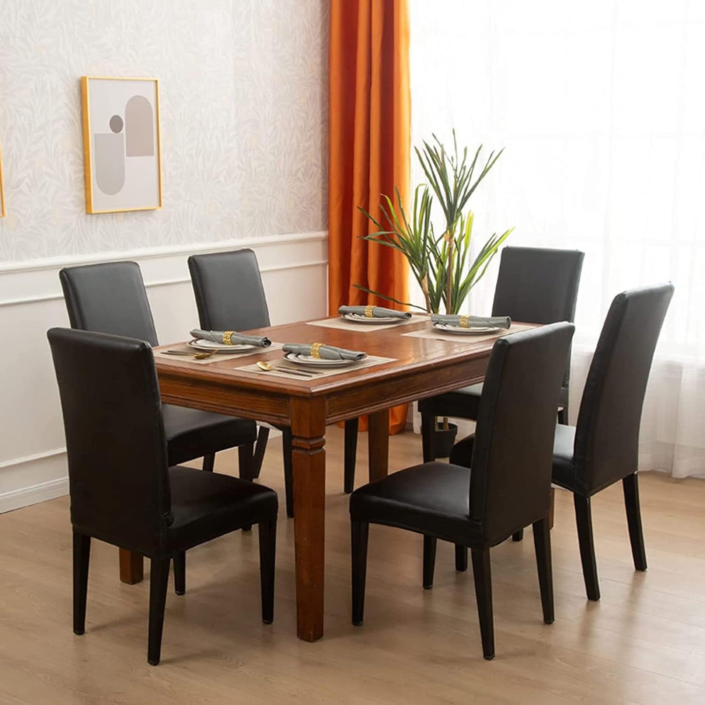 Set of 4 PU Leather Dining Chair, Waterproof and Oilproof for Kitchen or Living Room Chairs Upholstered Parsons Diner