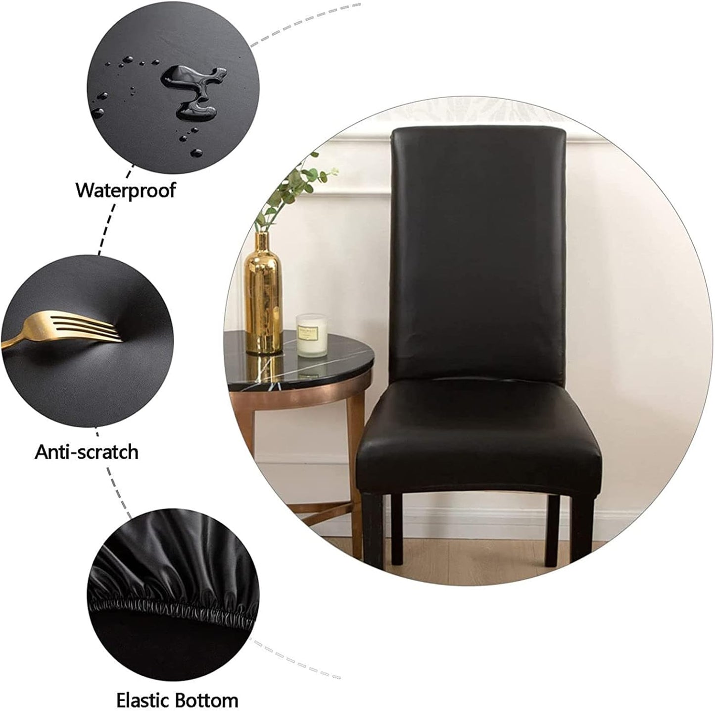 Set of 4 PU Leather Dining Chair, Waterproof and Oilproof for Kitchen or Living Room Chairs Upholstered Parsons Diner