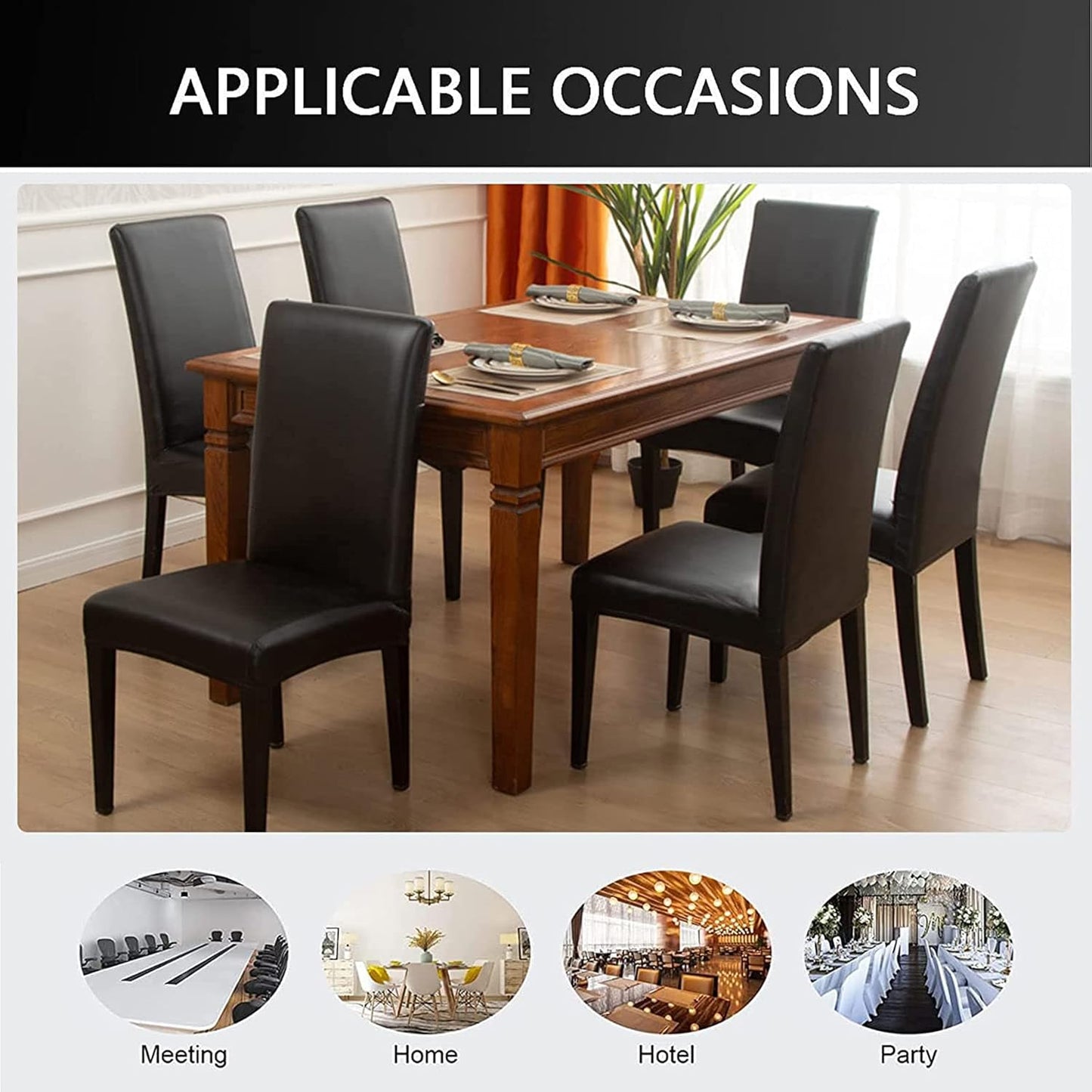 Set of 4 PU Leather Dining Chair, Waterproof and Oilproof for Kitchen or Living Room Chairs Upholstered Parsons Diner