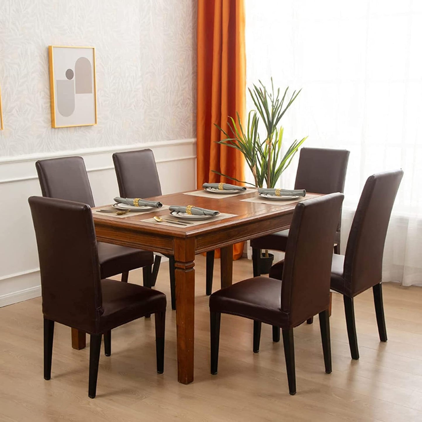 Set of 4 PU Leather Dining Chair, Waterproof and Oilproof for Kitchen or Living Room Chairs Upholstered Parsons Diner