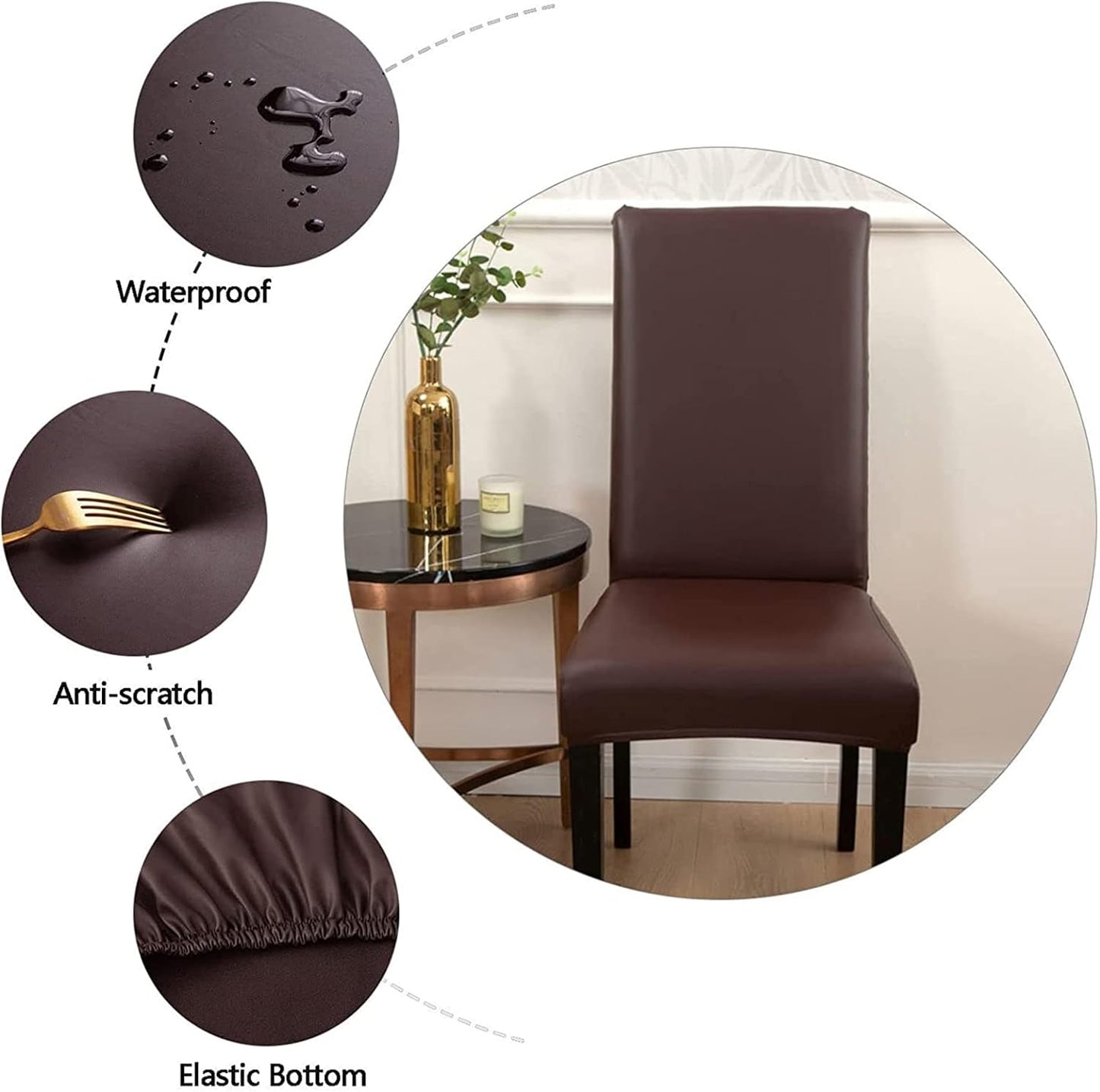 Set of 4 PU Leather Dining Chair, Waterproof and Oilproof for Kitchen or Living Room Chairs Upholstered Parsons Diner