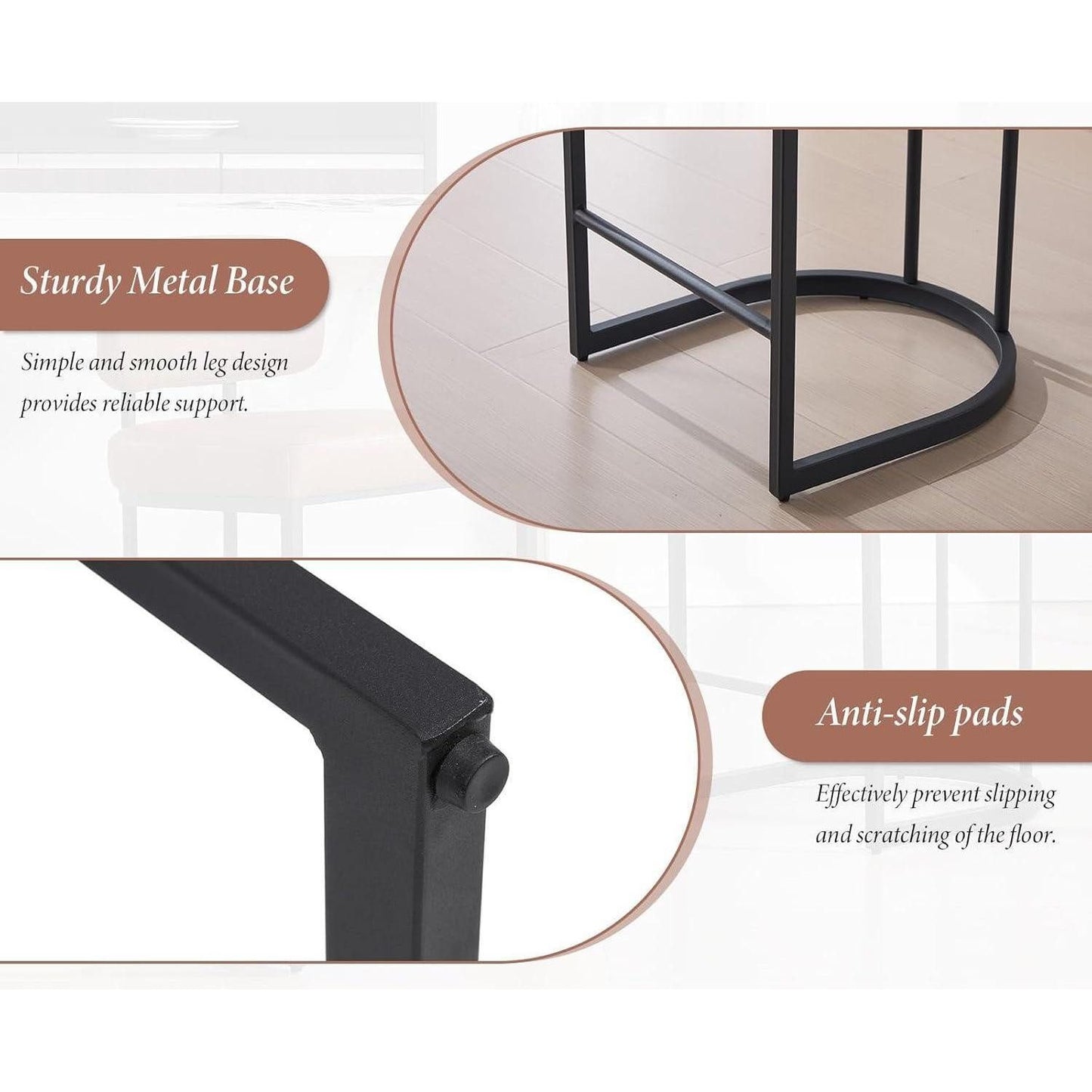 Set of 2 Bar Stools PU Leather Bar Stools with Backrest and Footrest, Kitchen Bar Stools with Metal Legs for Bar Counter Kitchen