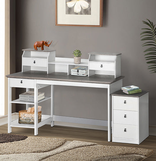 Maxxus White/Gray Oak 3-Drawer Lateral File Cabinet