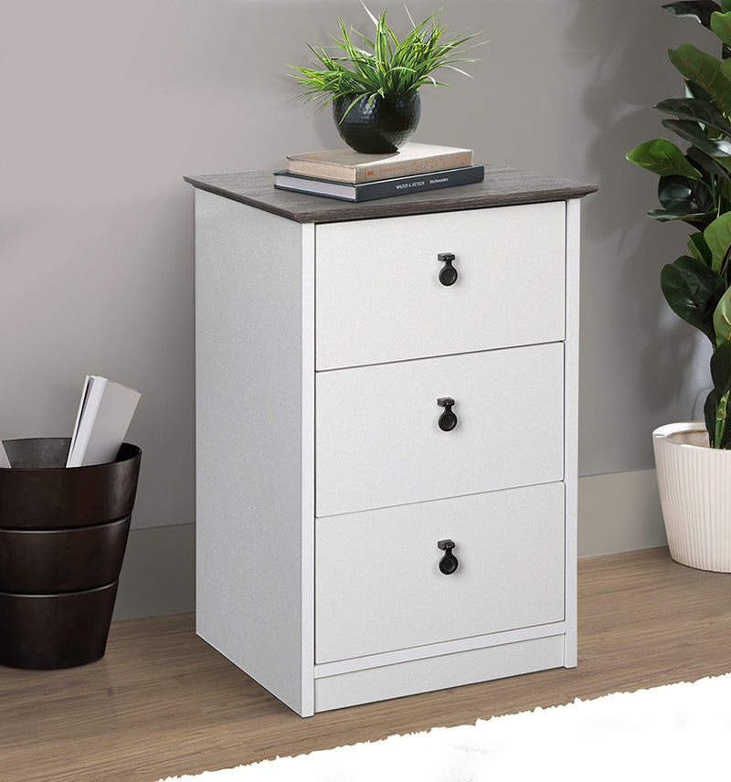 Maxxus White/Gray Oak 3-Drawer Lateral File Cabinet