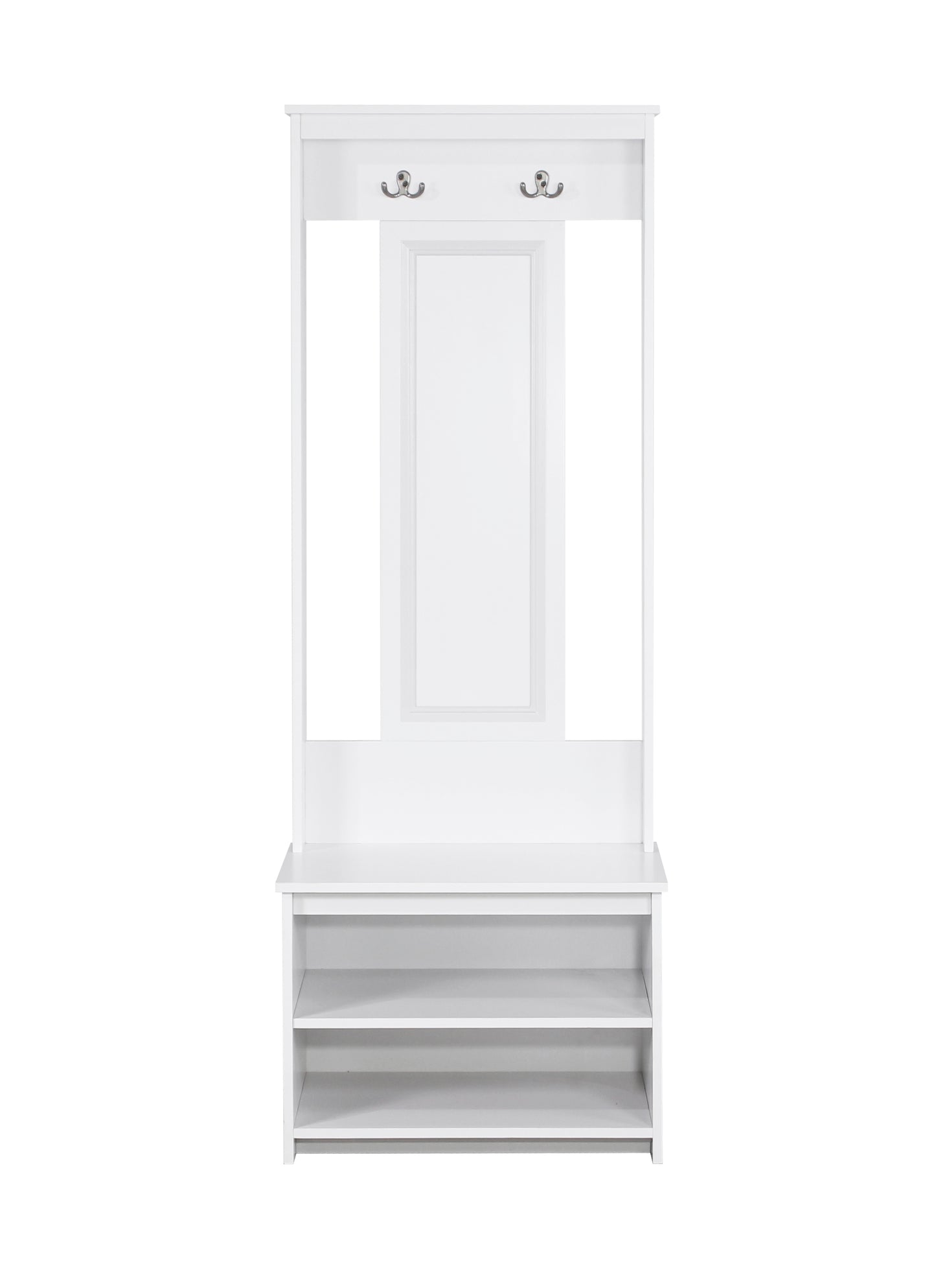 Maxxus Lambert Casual Contemporary Particle Board White Hall Tree and Shoe Bench