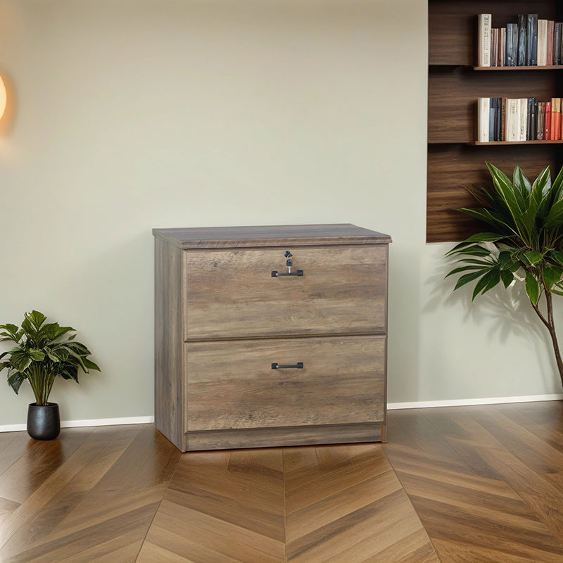 Maxxus 2 Drawer Lateral Filing Cabinet in Rustic Oak, 29.5 in. H x 30.3 in. W x 19.5 in. D