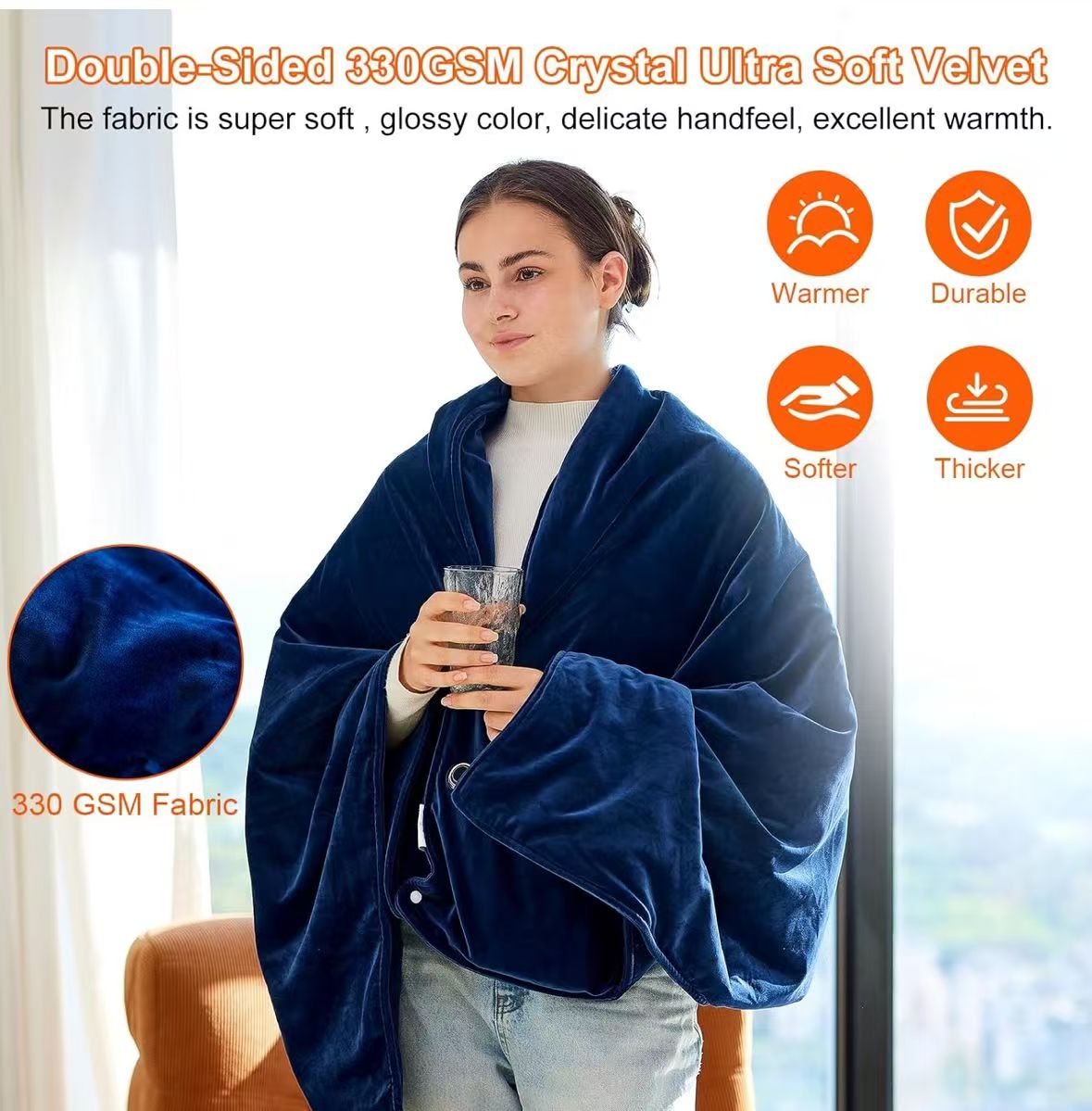 Heated Blanket Battery Operated,Portable Electric Blanket,Heating Blanket 10000mAH,61”x34” USB Heated Blanket Throw,3 Levels Temperature,Flannel Electric Throw Blanket for Home,Office,Camping,Travel