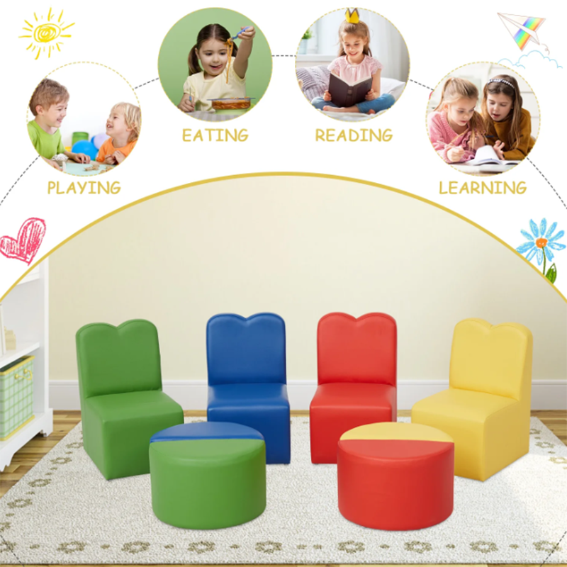 8PCS Toddler Sofa Couch – Kids’ Play Couch for Playrooms, Bedrooms, and Daycares. Multifunctional and colorful seating for indoor play and reading